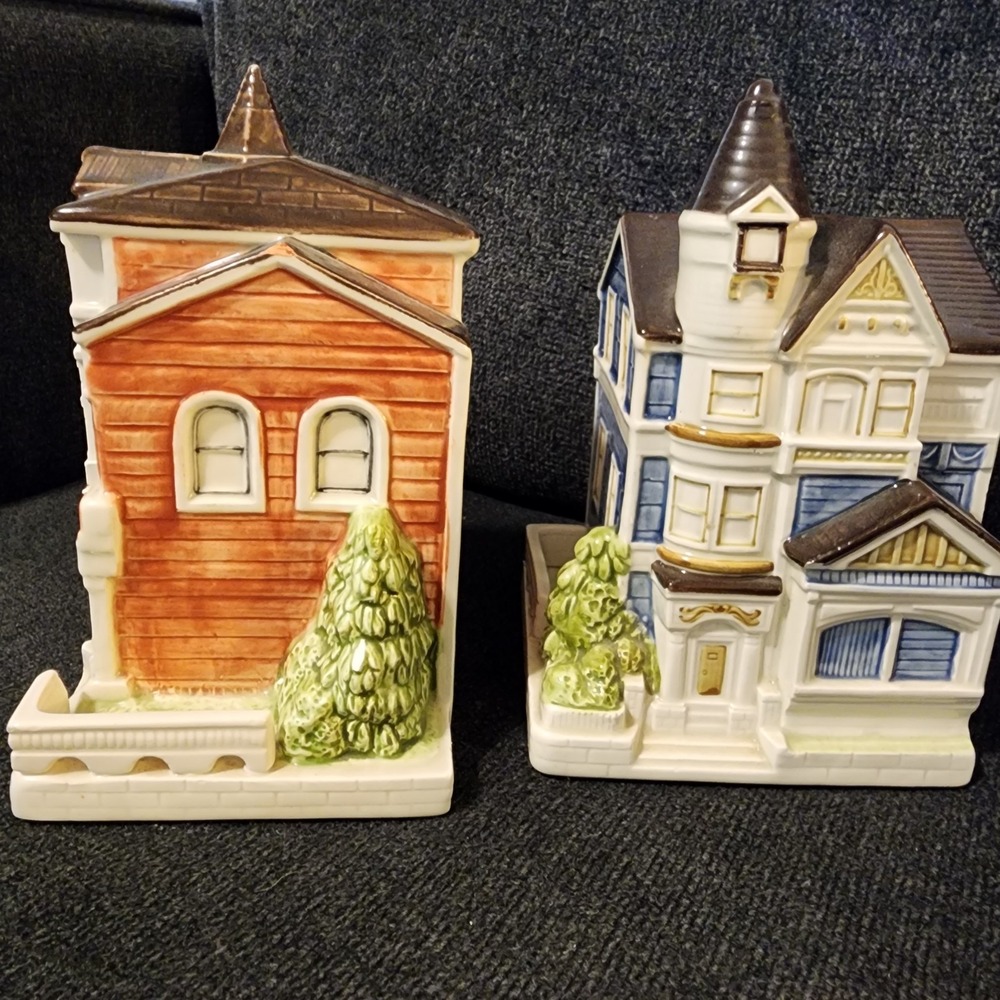 Set Of 2 Otagiri Ceramic Victorian House Home Collectible‎